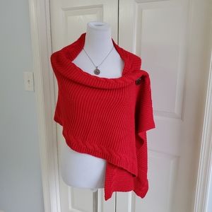 Red knit shawl